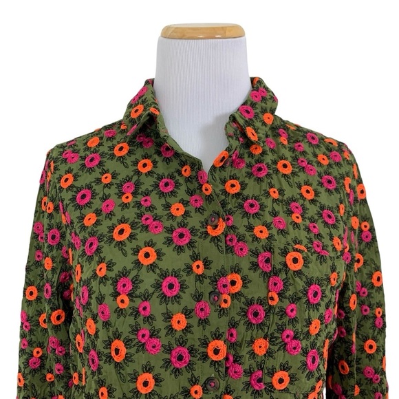 Maeve Anthropologie Embroidered Button Up Shirt Women’s 6 Colorful Floral Art - Picture 1 of 17